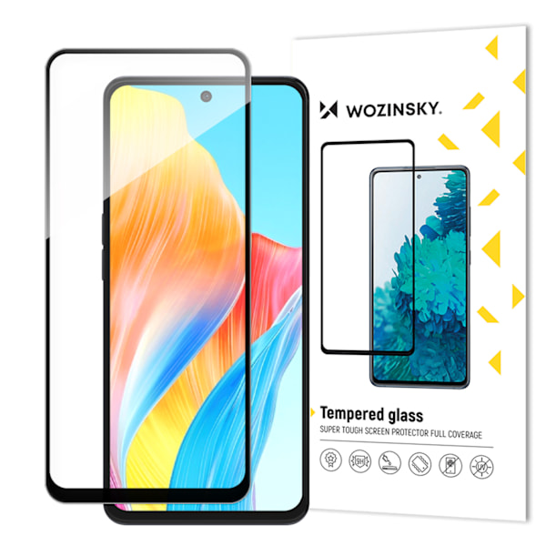 Holdbart fuldskærms-hærdet glas med ramme til Oppo A98 5G Full Glue, sort