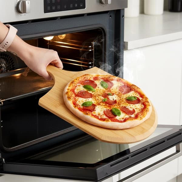 Bambuinen pizzalapio ergonomisella kahvalla, 40x28 cm