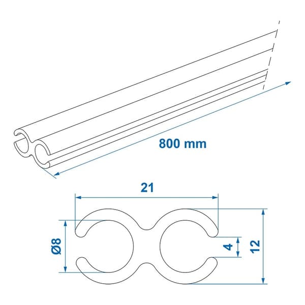 Dobbelt tentrail 80 cm - sæt med 3 stk