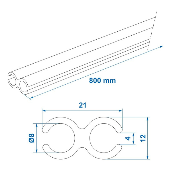 Double tentrail 80 cm - setti 3 kpl