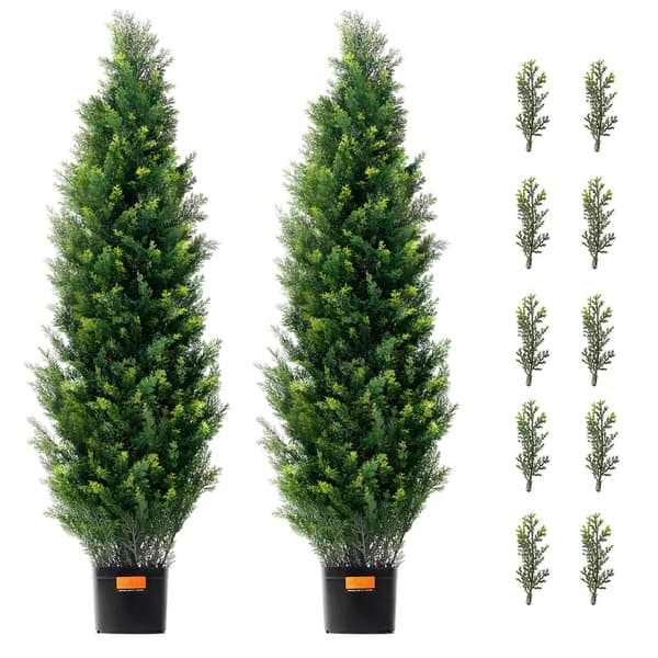 Konstgjorda cederträd, 2-pack, 112 cm, UV-resistenta