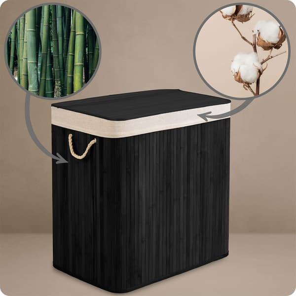 Tvättkorg i bambu med lock 150 l Massido
