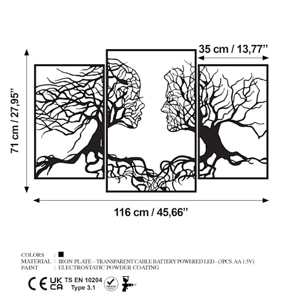 Koristeellinen metalliseinätarvikkeet Tree Person 499