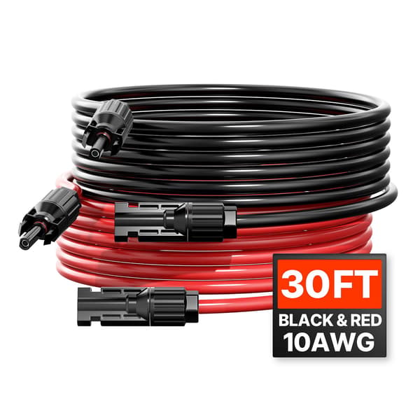 Forlængerkabelsæt til solpaneler, 10AWG 30ft MC4, 2-pak