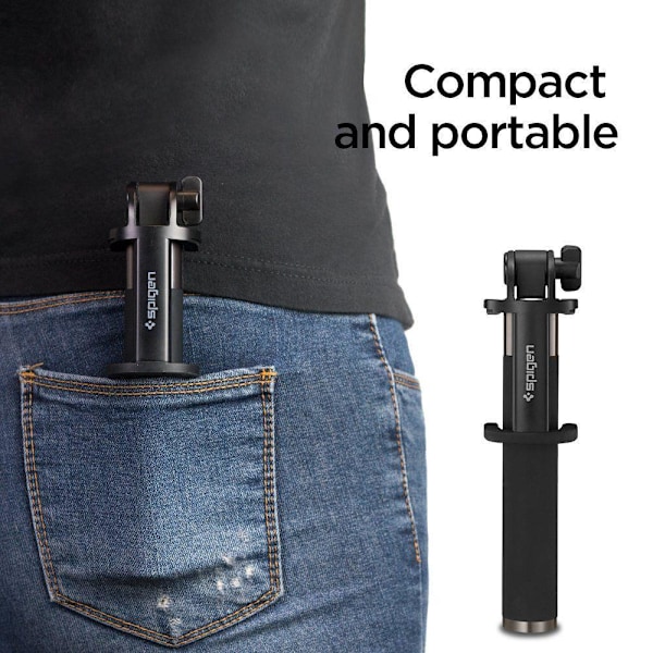 Højkvalitets teleskopisk Selfie stick 18-77cm sort