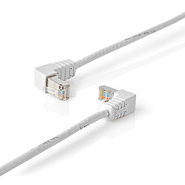 CAT6 F/UTP-nätverkskabel RJ45 hane - RJ45 hane, vinklad 5.00 m vit