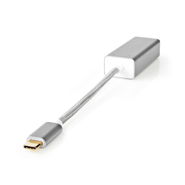 USB-nätverkskort | USB 3.2 Gen 1 | 1 Gbps | USB-C™ Hane | RJ45 Hona | 0.20 m | Rund | Guldplaterad | Förtent Koppar | Silver | Kartong med täckt fönst