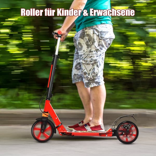 Justerbar sparkescooter til børn, foldbar, rød