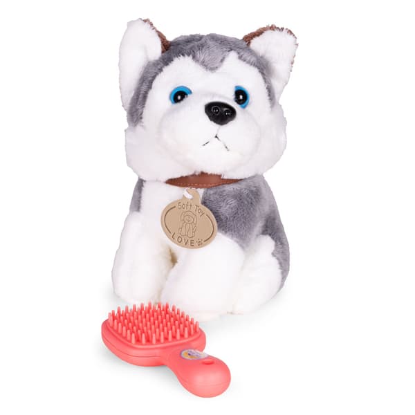 Pehmolelu Husky laukulla ja harjalla lapsille 3+