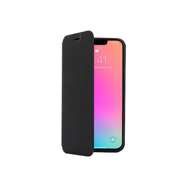 Screenor Clever - Taitettava matkapuhelinkuori - ekonahka - musta - Apple iPhone 15:lle