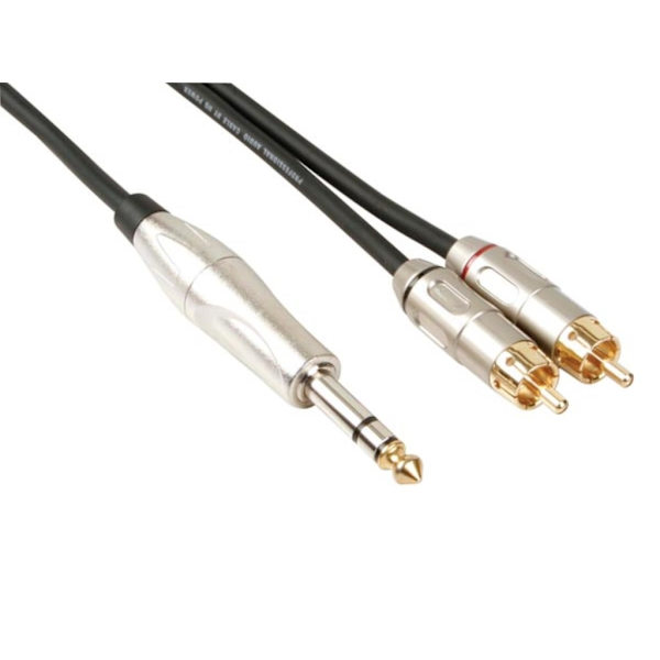 Rca-jackkabel - 2 x Rca hane till jack 6,35 mm - Stereo - 6 M