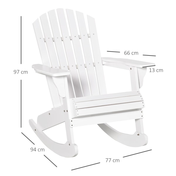 Adirondack Puutarhatuoli Keinutuoli Keinutuoli Puutarhatuoli Puutarhakalusteet Parveketuoli Valkoinen 77 X 94 X 97 Cm