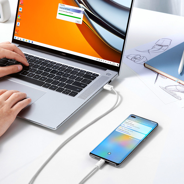 Dynamic Series USB - USB-C-kaapeli 100W 2m valkoinen