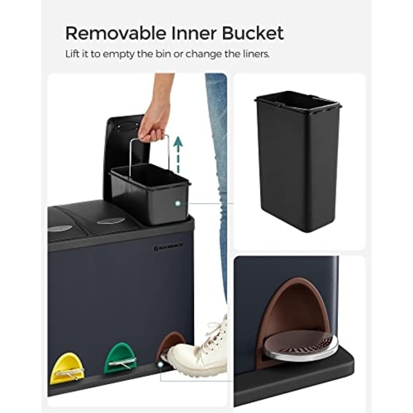 3-in-1 Step Bin värikoodatuilla polkimilla helpottaa lajittelua