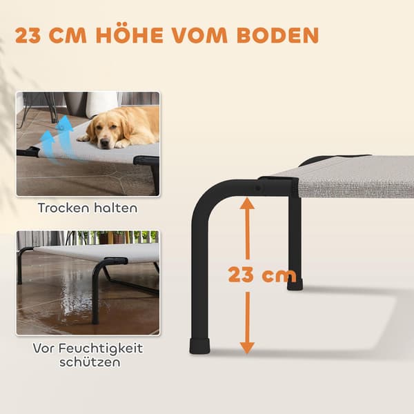 Upphöjd utomhushundbädd, stor, nät, 23 cm hög