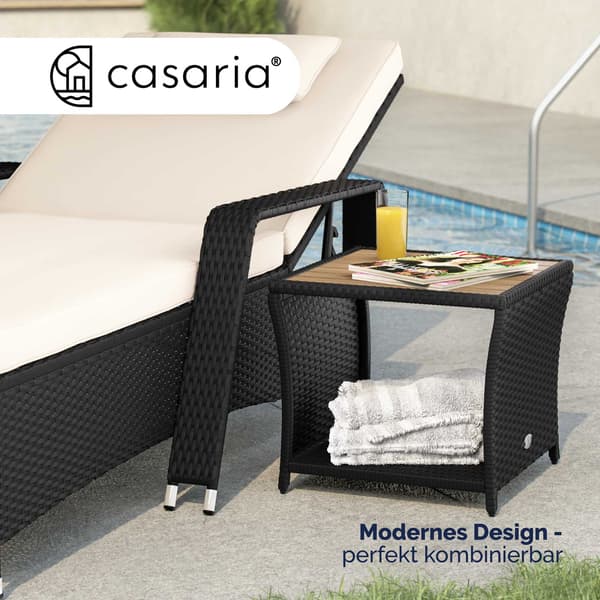 Polyrattan sidebord sort 45x45x40cm