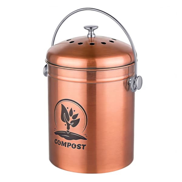 5L kompostbeholder i kobber og rustfrit stål med lugtfilter