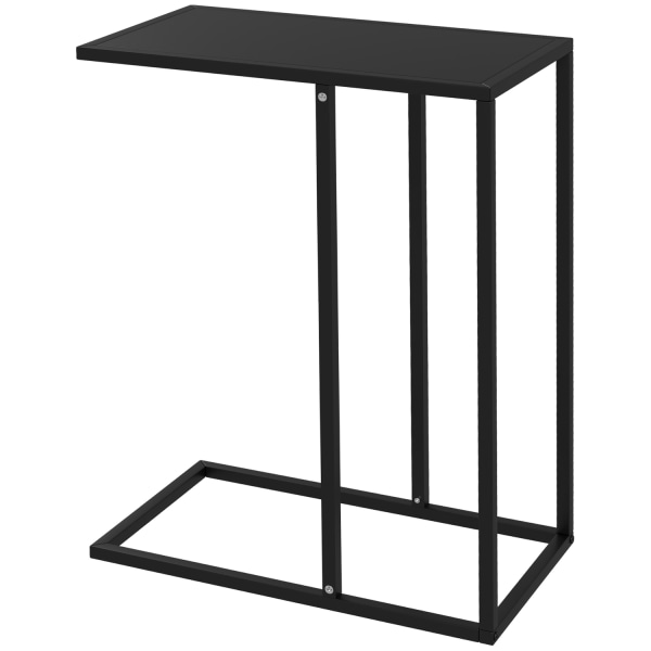 Sidebord Sofabord I C Form Sofabord Sengebord Med Stålstel Laptopbord Til Soveværelse Office Sort