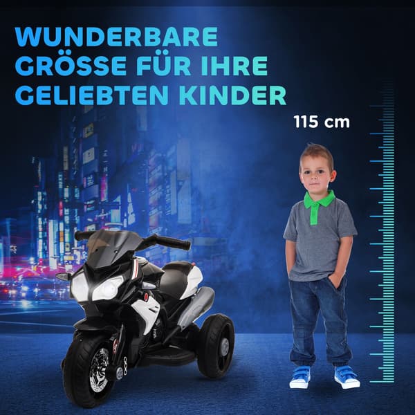 El-motorcykel til børn, 3 km/t, lys og lyde, 3-5 år