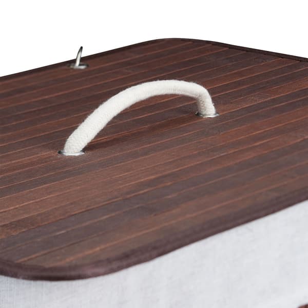 Bambu tvättkorg med lock och tvättbar påse