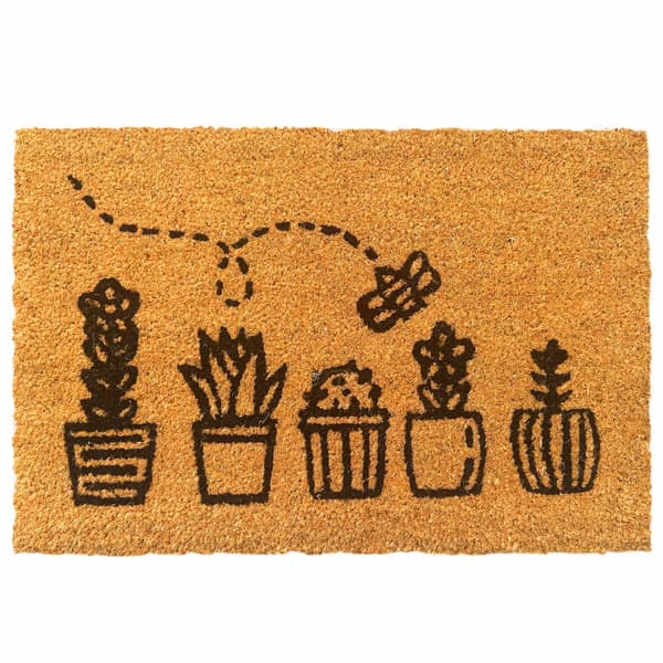Kokosnøddemåtte, botanisk design, 60x40 cm