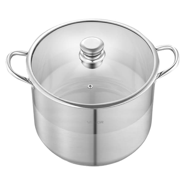 Rustfri stålgryde, 16 qt, glaslåg, induktion