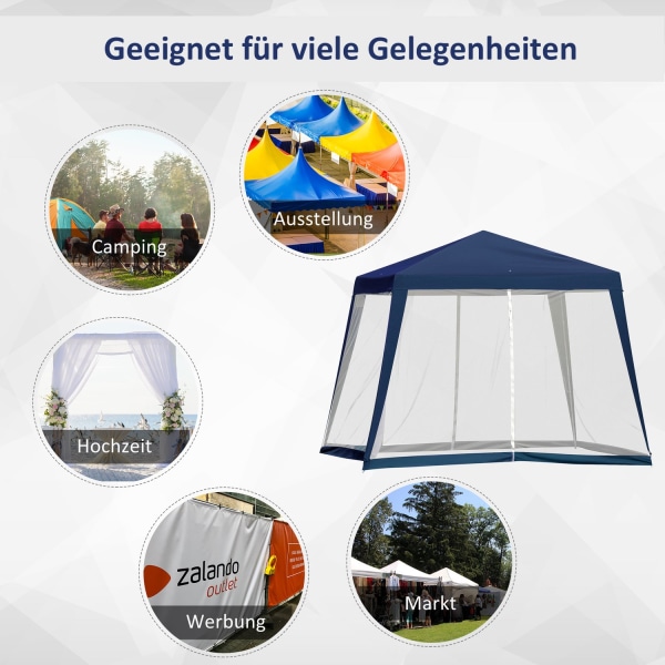 Have Gazebo Marquee Festtelt Vejrbestandigt Myggenet Metal Polyester Blå 3X3M