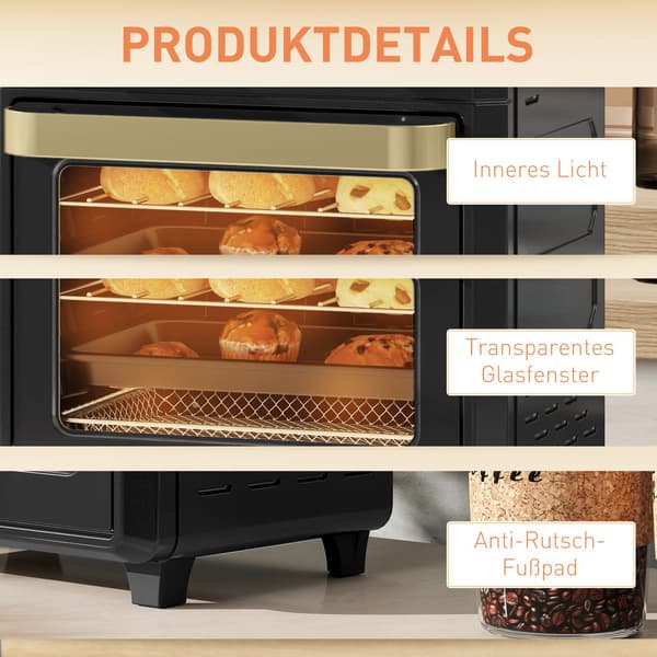 Konvektions miniovn, airfryer, timer, 10L, sort