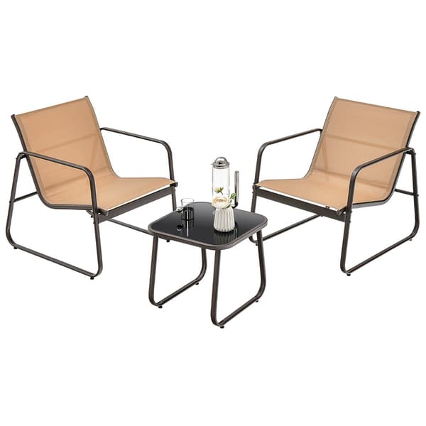 3-delat utemöblerset – Textilene, glasbord