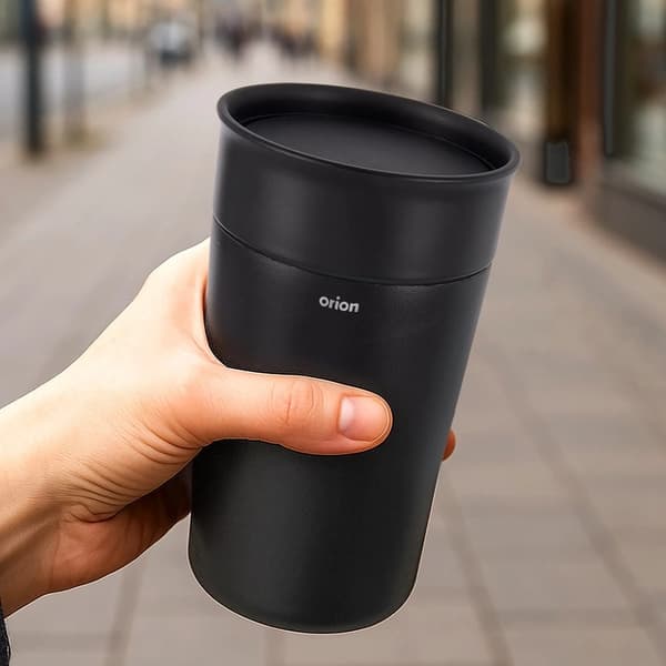 Rejsekrus i rustfrit stål, sort, 350 ml