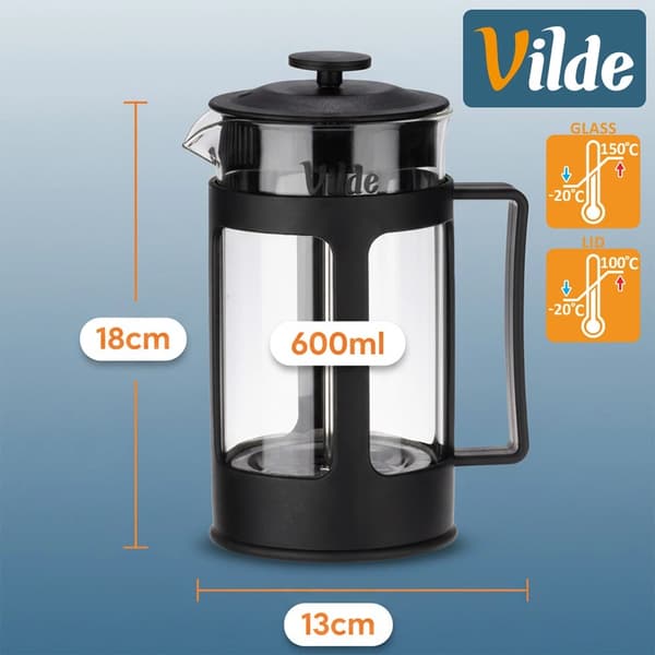 French Press kaffebryggare, 600 ml glas