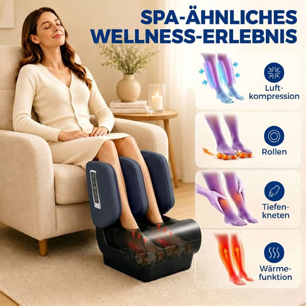 Fot- och benmassageapparat med värme, luftkompression och timer