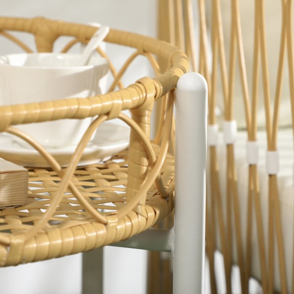 Sæt med 3 havemøbelsæt i rattan med 2 havestole og sofabord, altanmøbler med hynder, til altan og terrasse, gul og creme