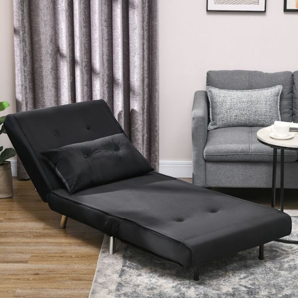 Sovestol Foldestol Sengefunktion Enkeltsofa Pude Gæsteseng Polstret Sofa Velvet Sort 77X88X83Cm
