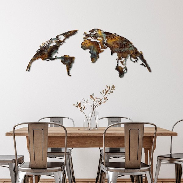 Koristeellinen metalliseinätarvikkeet World Map Medium - 3