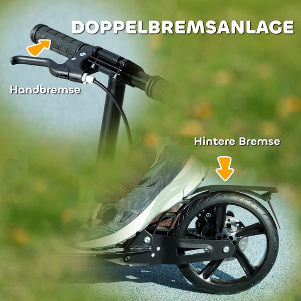 Justerbar børnescooter med bremser, foldbar, 6-12 år
