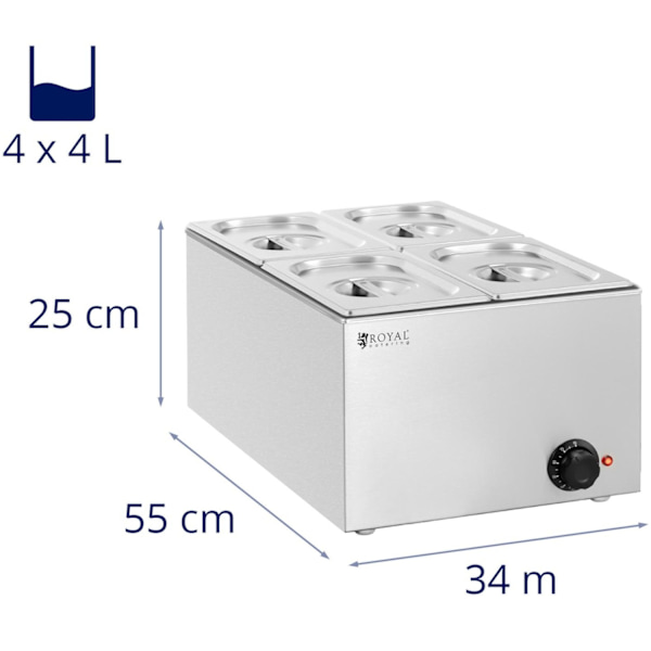 Bain marie elvarmer 4 x GN 1/4 640 W