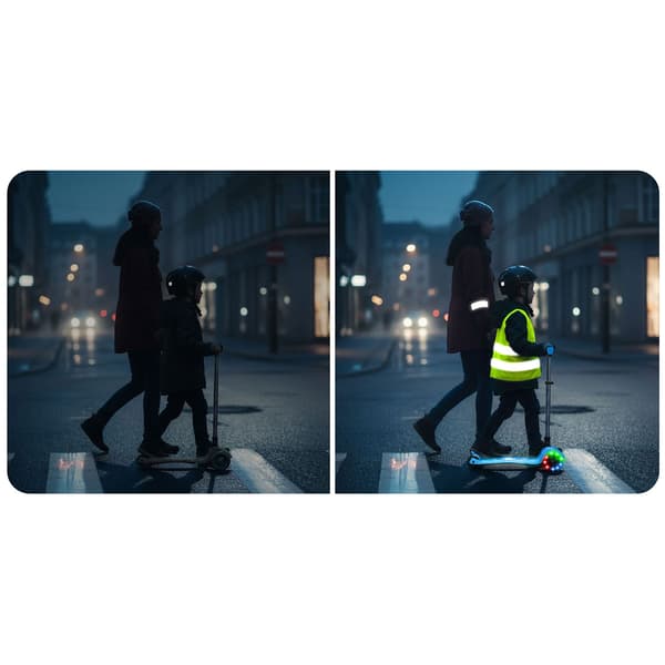 Børne 3-hjulet balancescooter med LED-lys, blå