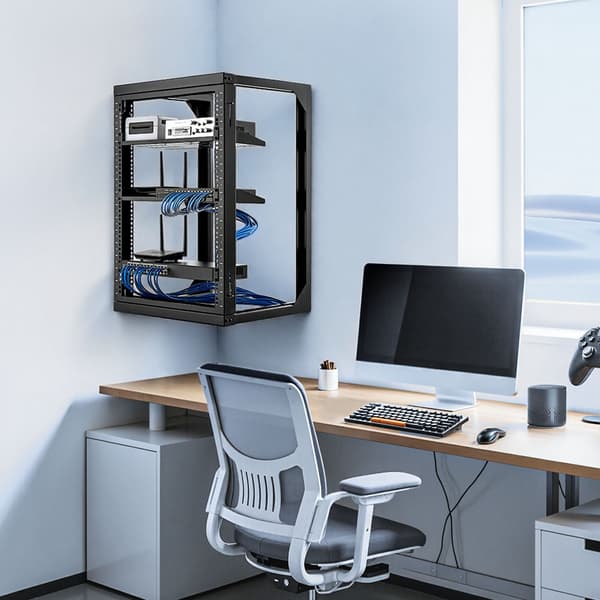 15U vægmonteret serverrack, 19 tommer, kapacitet 150 lb