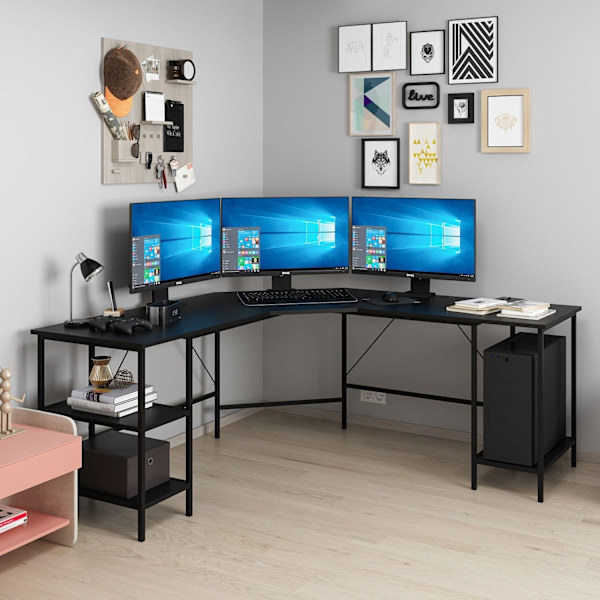 Study Desk Power L - 8537 - musta