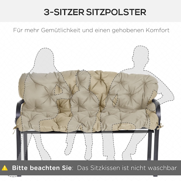 3 personers bænkhynde 150x98x8 cm bænkhynde med stropper, sædehynde, udendørs/indendørs stolehynde, sædehynde, sædehynde, bænkhynde til havemøbler, ve
