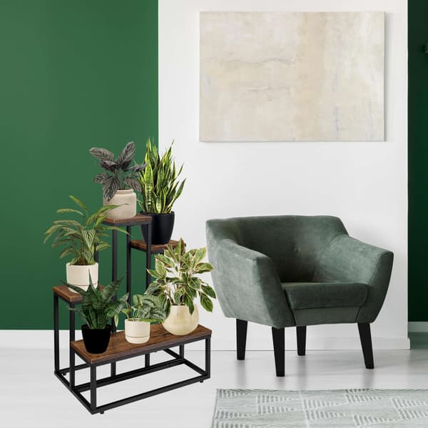 Loft plantestativ, stål og egetræ, 67 cm højde