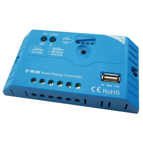 Pwm Solar Charge Controller med USB-utgång - 10 A - 12/24 Vdc
