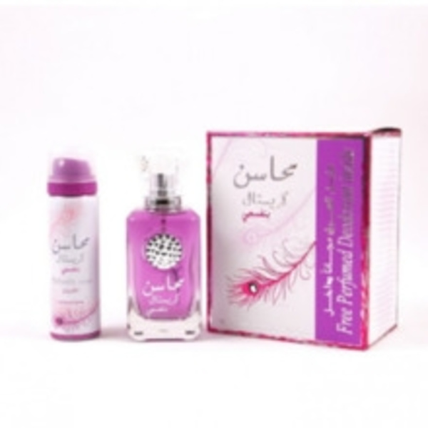 Lattafa Perfumes - Mahasin Crystal Violet Gift set EDP 100 ml and deospray 75 ml 100ml