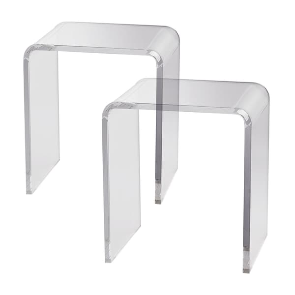 Sidobord i klar akryl, C-formade, set med 2-pack, 18 mm