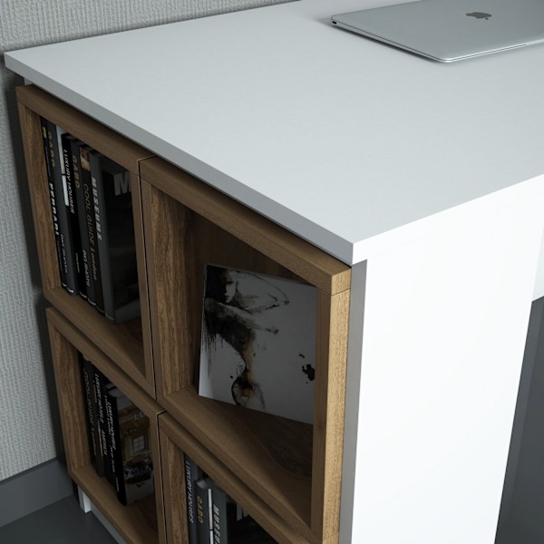 Study Desk Box - Hvid, Valnød