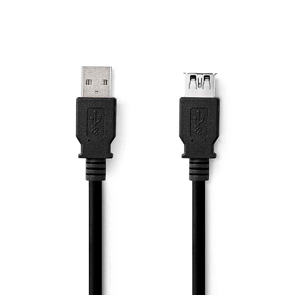 USB kaapeli | USB 3.2 Gen 1 | USB-A Uros | USB-A Naaras | 5 Gbps | Niklattu | 2.00 m | Pyöreä | PVC | Musta | Label