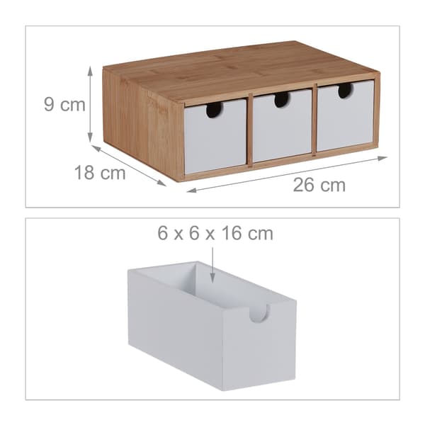 Lådlåda i bambu & MDF 3 fack