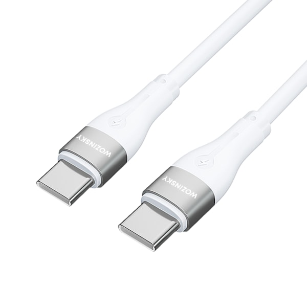 Slitstark flexibel kabel USB-C - USB-C PD 65W 1m vit