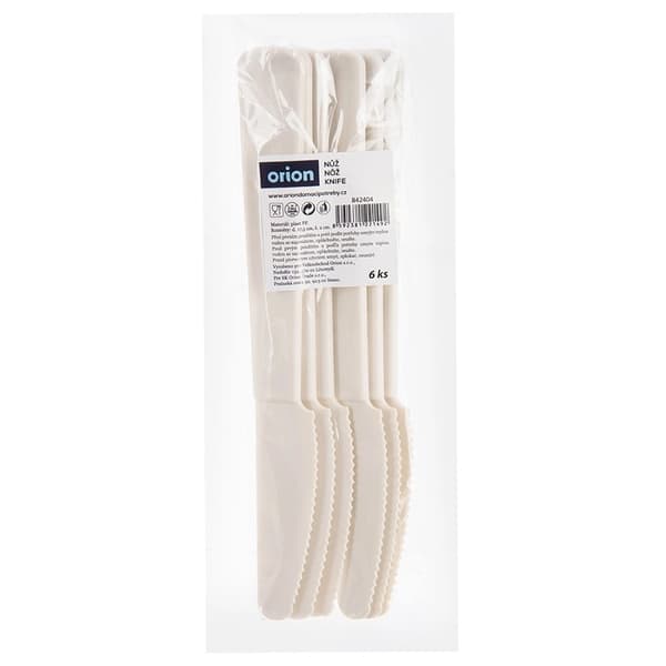 Plastikmiddagsknive, cremefarvede, sæt med 6, 17,5 cm